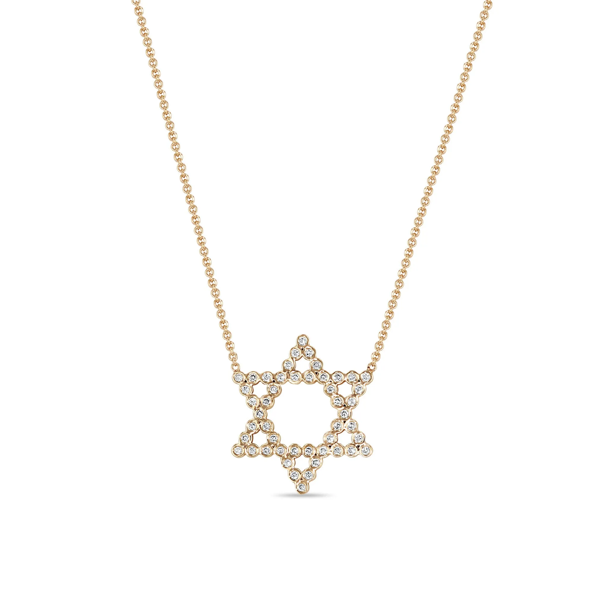14k Diamond Bezel Star of David Necklace