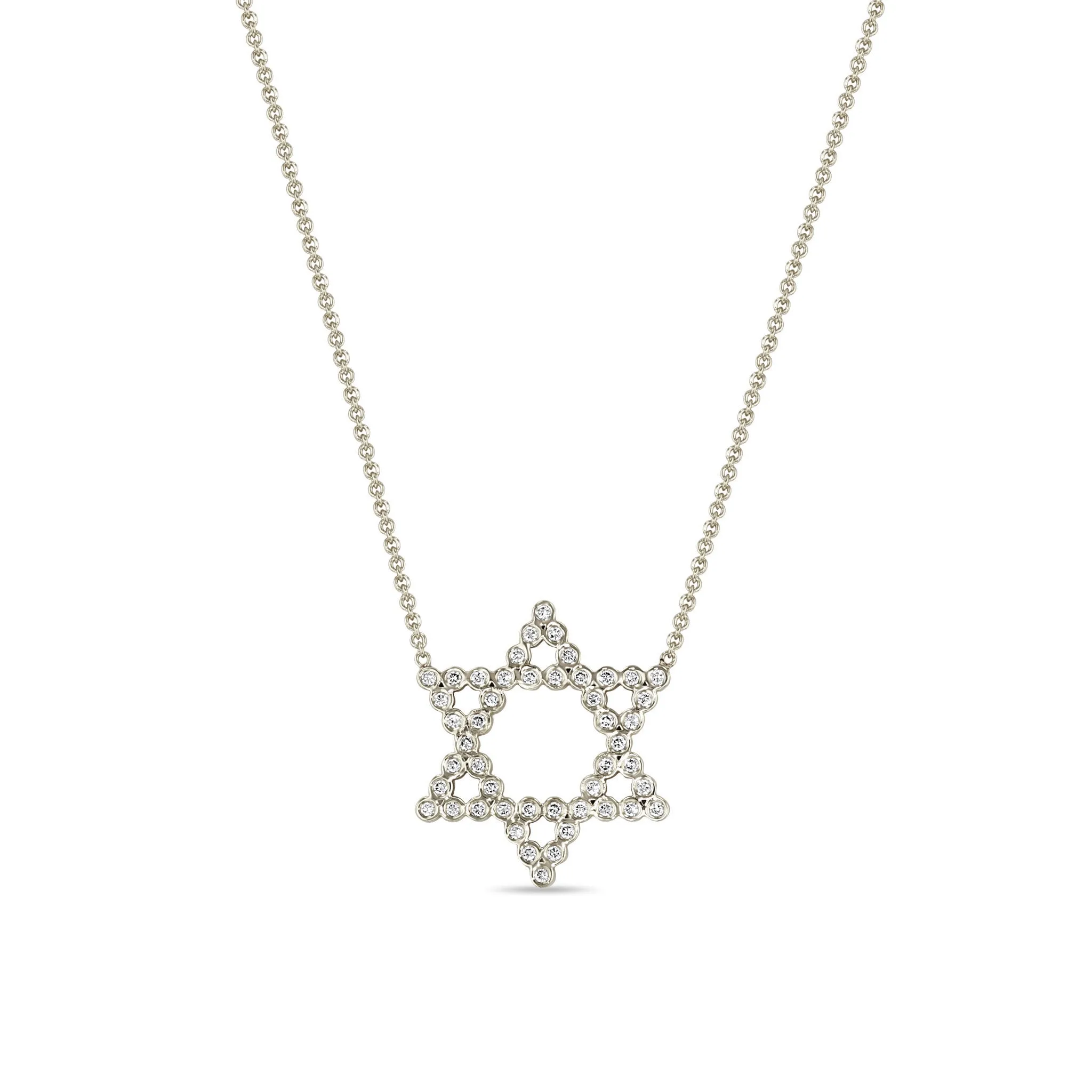 14k Diamond Bezel Star of David Necklace