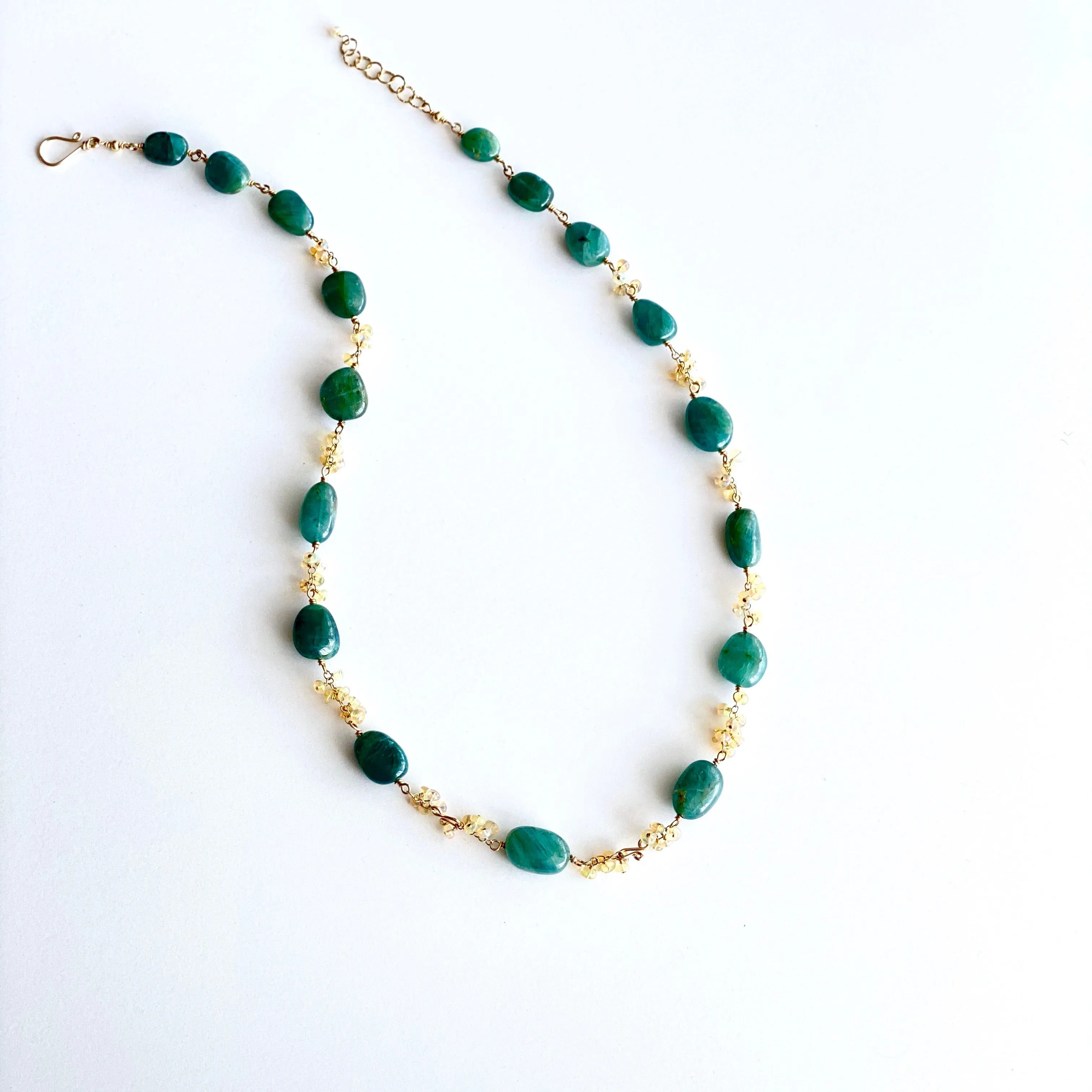 Anastasia - Grandidierite, Opal, 14k Gold Fill Necklace
