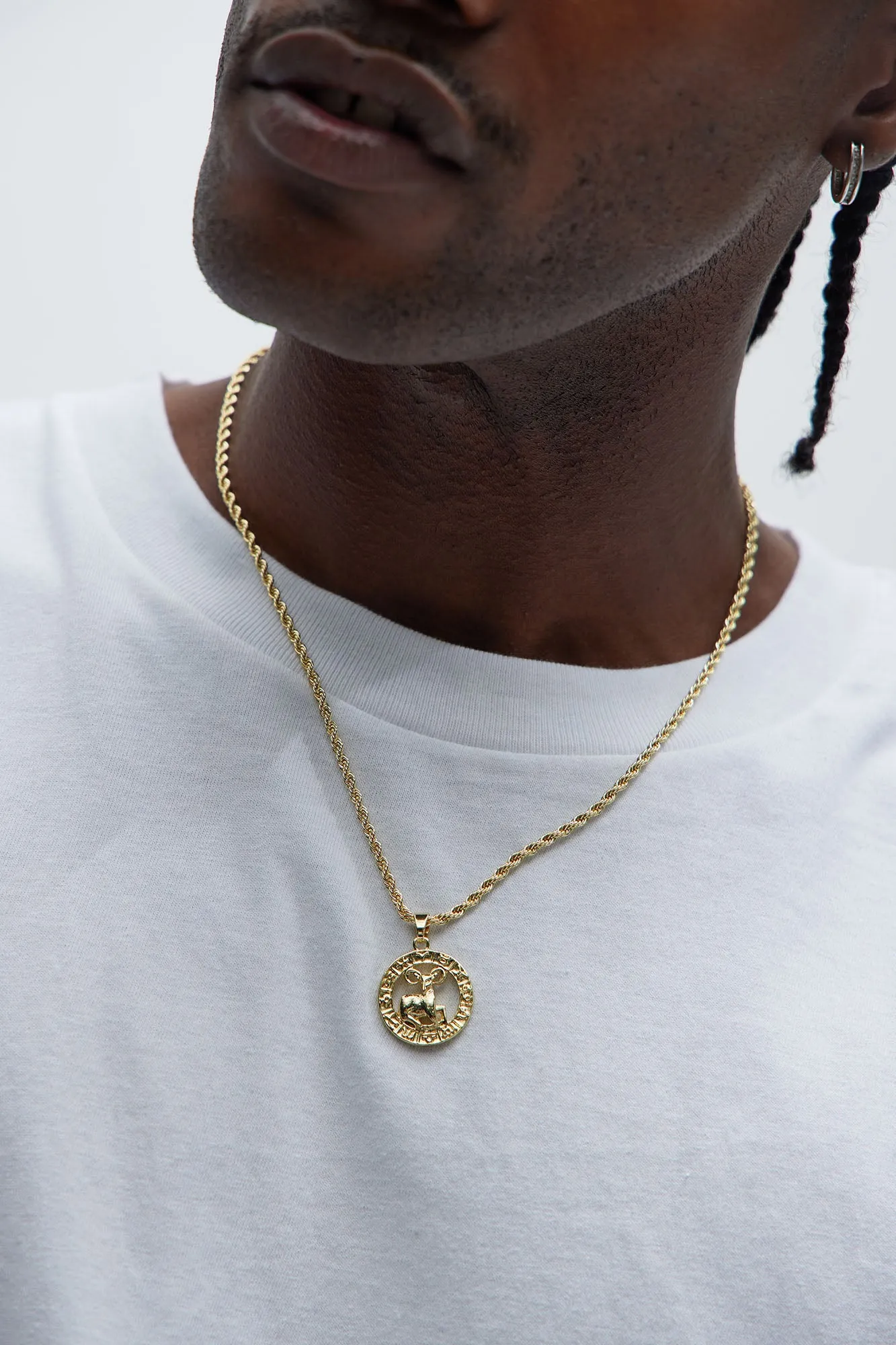 Aries Zodiac Pendant Necklace - Gold