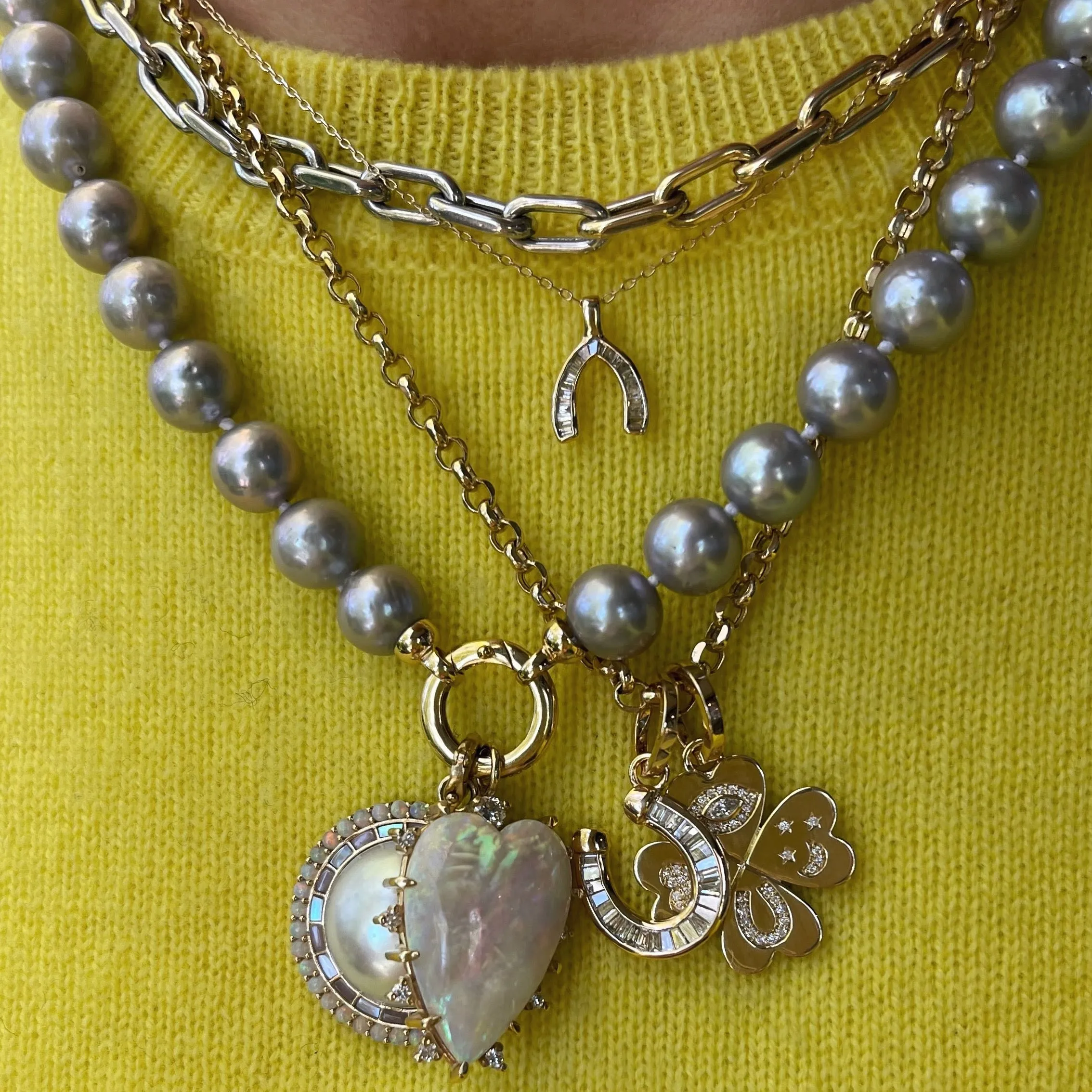 Baguette Diamond Horseshoe Charm with Enhancer