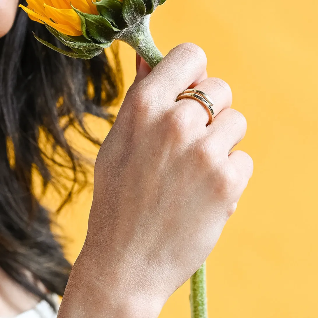 CLASSIC GOLD Morse Code Ring - Stamped | MAMA: Mama