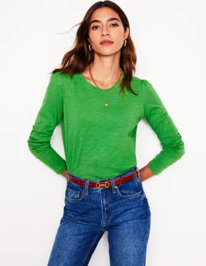 Cotton Crew Long Sleeve Top-Paradise Green