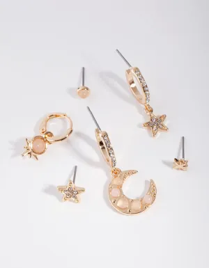 Gold Celestial Stack Pack Earring