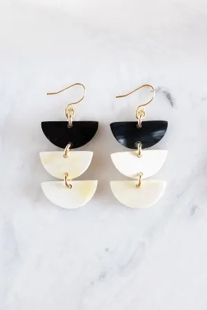Hanoi 16K Gold Plated Triple Crescent Stacked Buffalo Horn Earrings