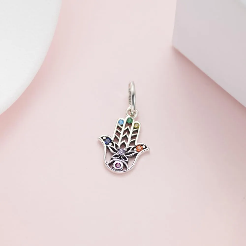 KEQ Charms for Pandora Me Bracelets 925 Silver Gampad Evil Eye Lucky Hamsa Hand Charm Beads Pendant Jewelry Mother's Gift for Woman Mom
