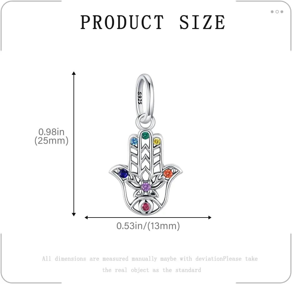 KEQ Charms for Pandora Me Bracelets 925 Silver Gampad Evil Eye Lucky Hamsa Hand Charm Beads Pendant Jewelry Mother's Gift for Woman Mom