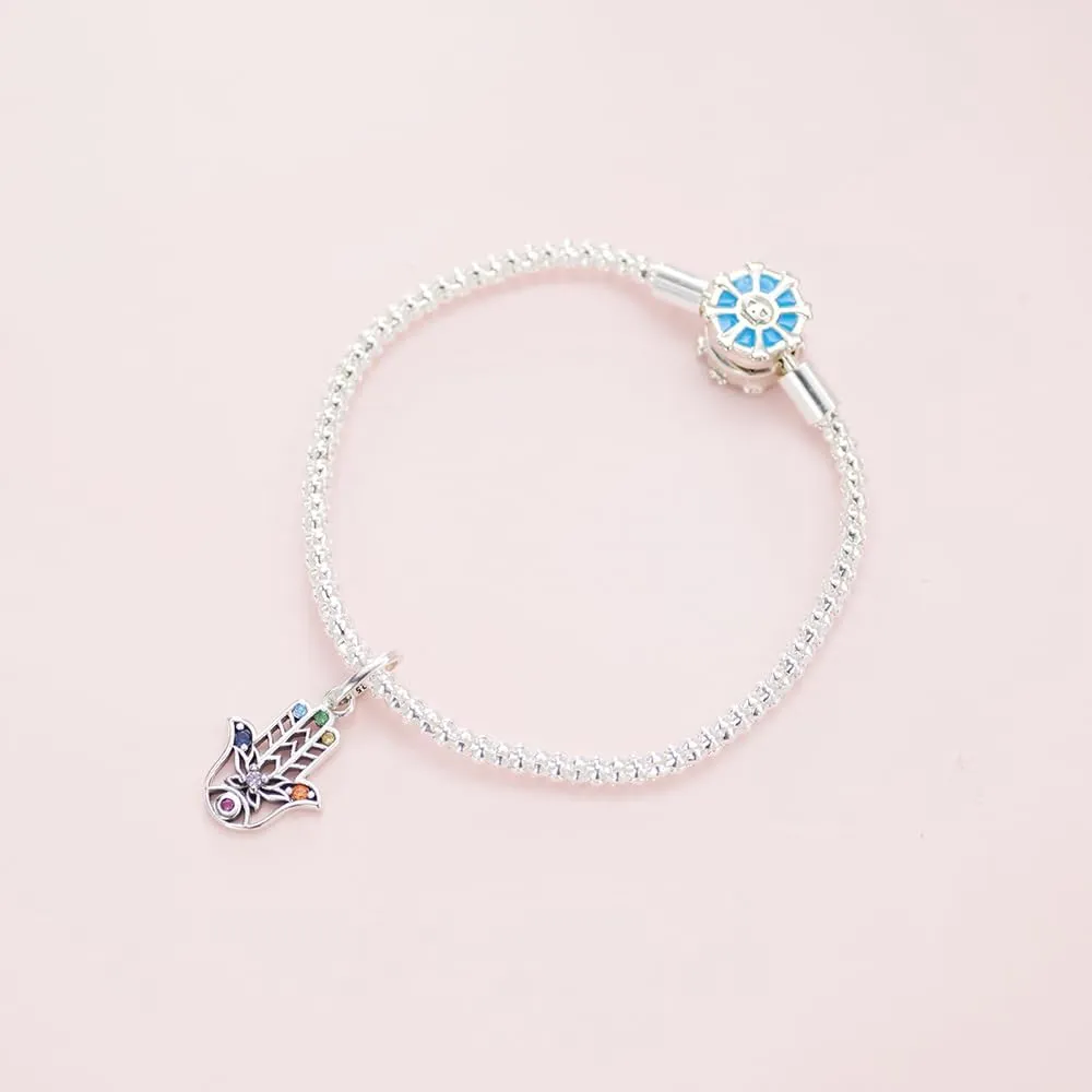 KEQ Charms for Pandora Me Bracelets 925 Silver Gampad Evil Eye Lucky Hamsa Hand Charm Beads Pendant Jewelry Mother's Gift for Woman Mom