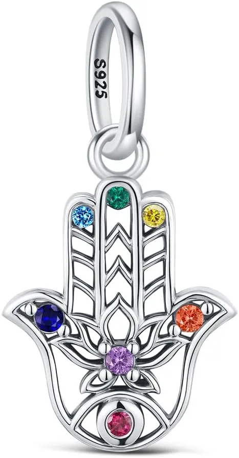 KEQ Charms for Pandora Me Bracelets 925 Silver Gampad Evil Eye Lucky Hamsa Hand Charm Beads Pendant Jewelry Mother's Gift for Woman Mom