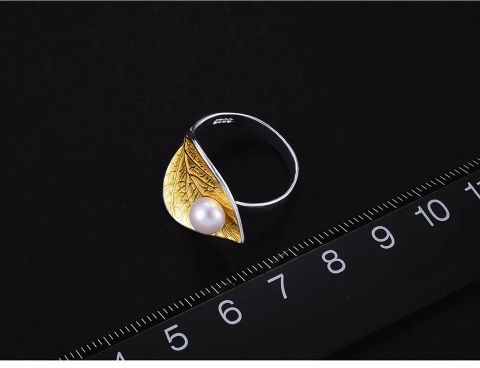 Lotus Fun Rea Pearl Handmade Designer Fine Jewelry Creative Open Ring
