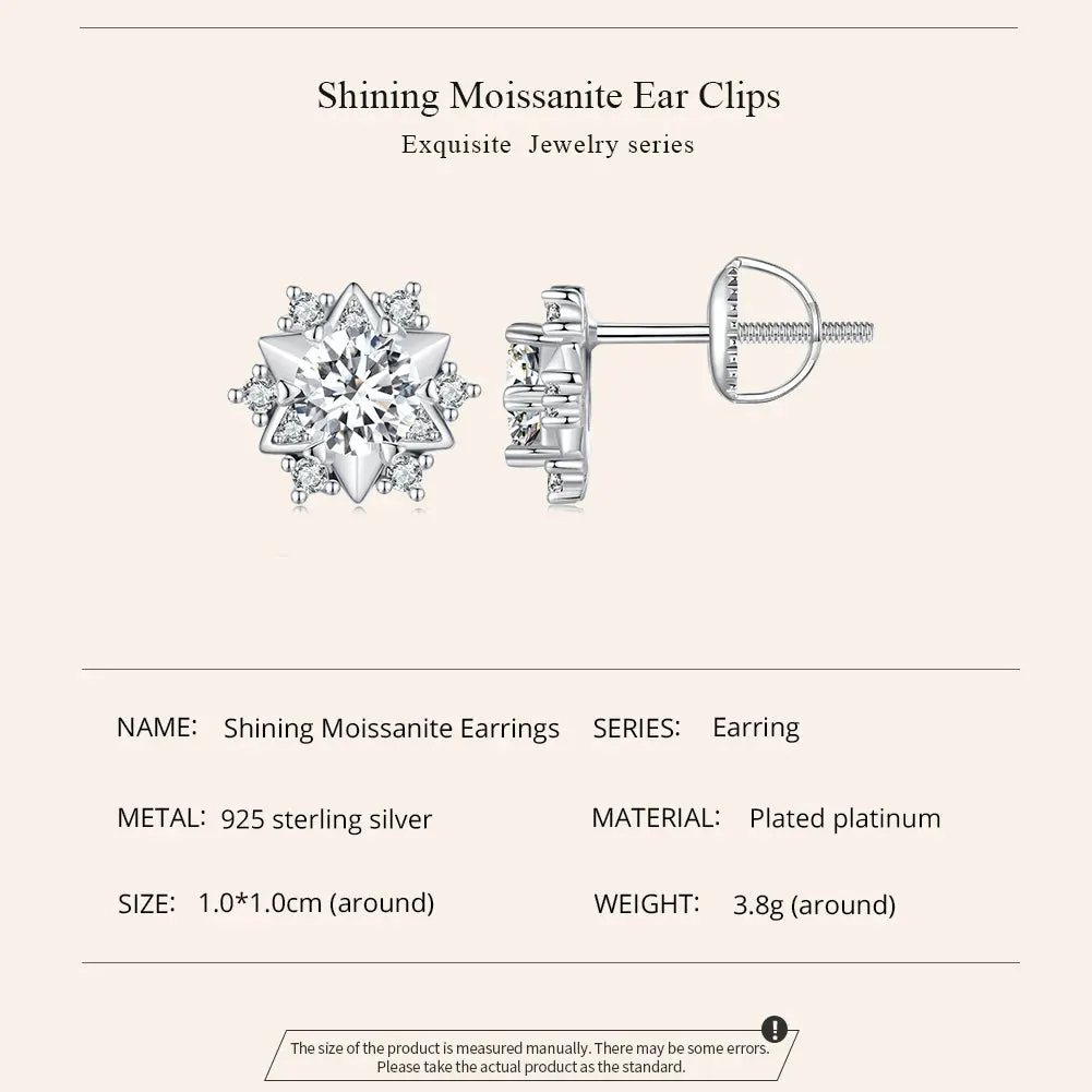 Moissanite Snowflake Stud Earrings (0.5 Carat, 925 Sterling Silver)