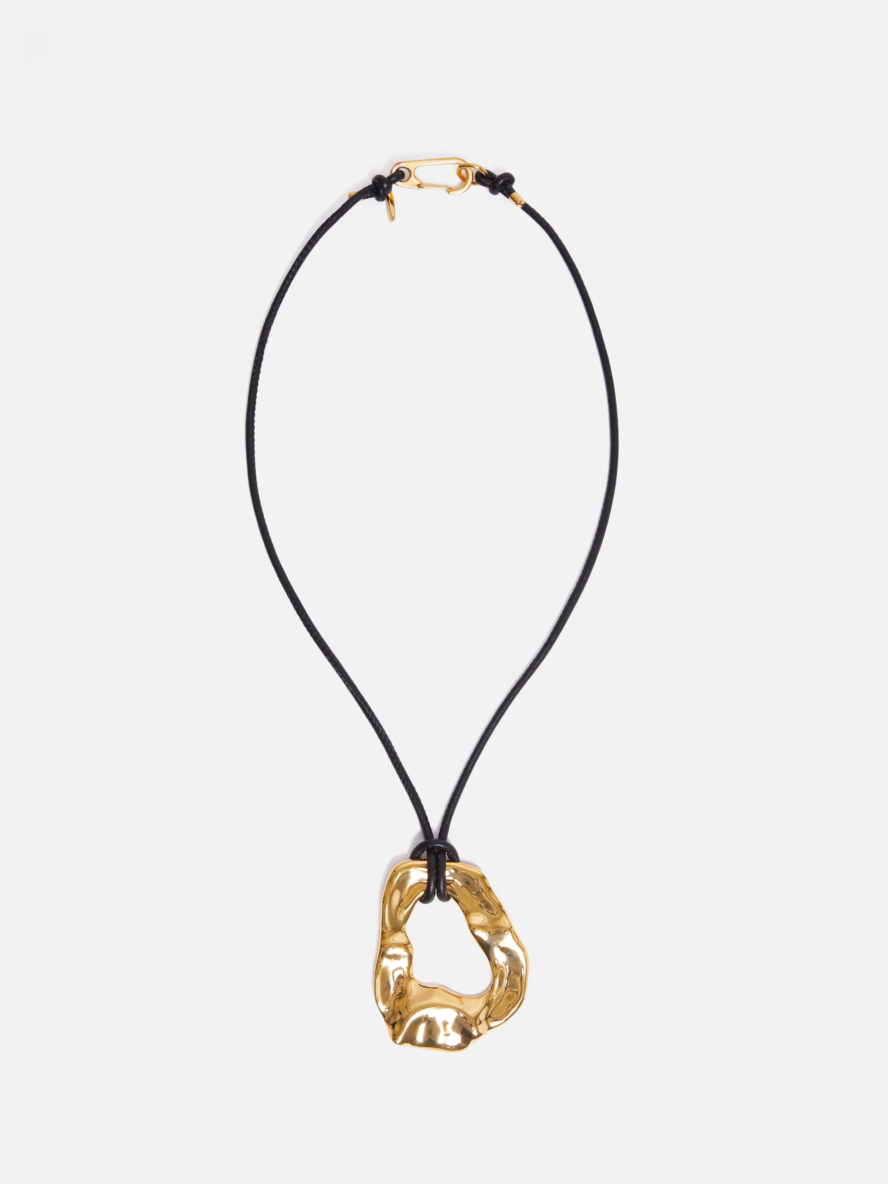 Molten Loop Leather Necklace | Gold