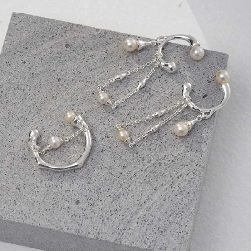 Moon Pearl  Earrings-925 Sterling Silver