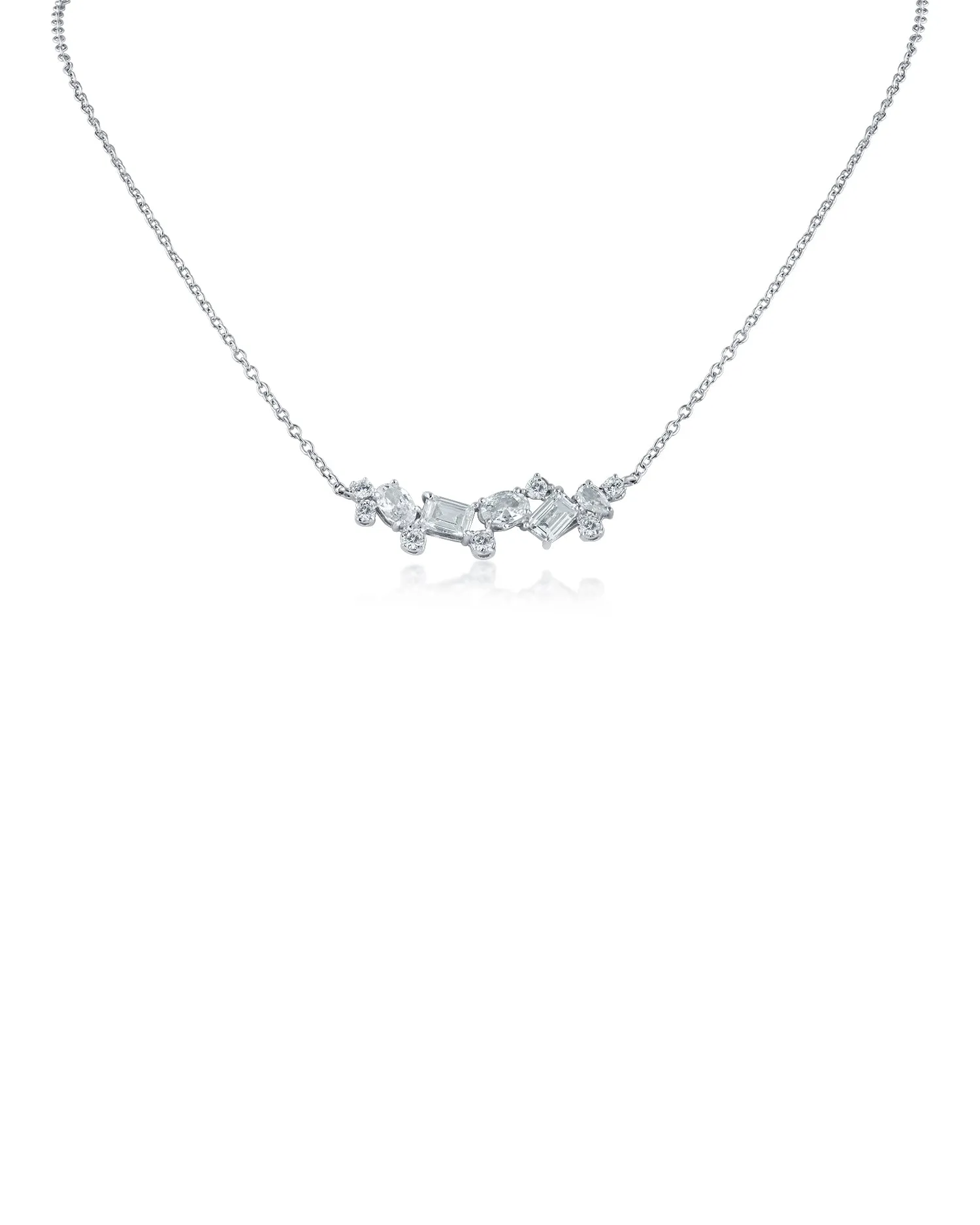 Multi CZ Shape Bar Necklace