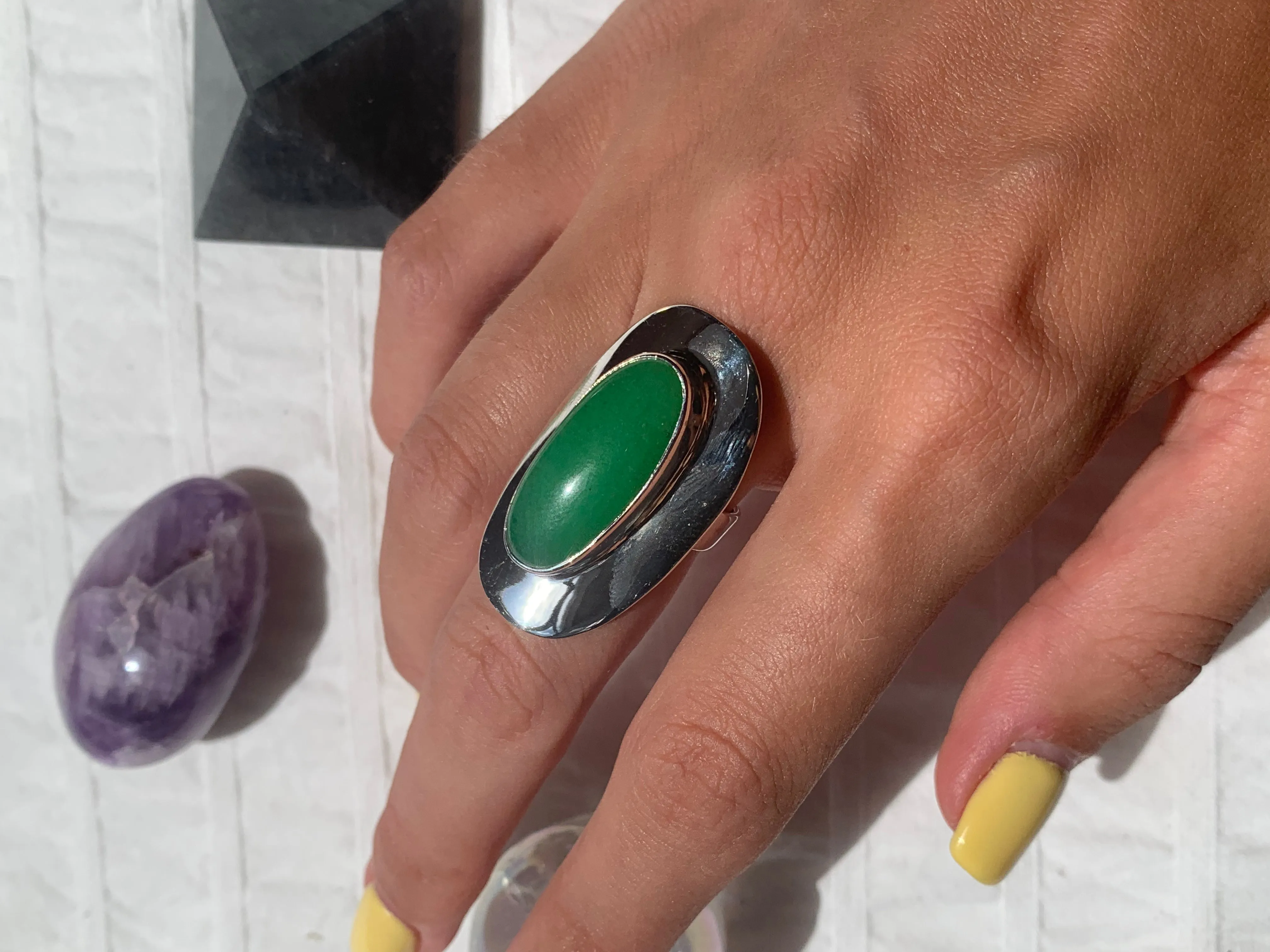 Nephrite Jade Dinah Ring - Long Oval (US 7)