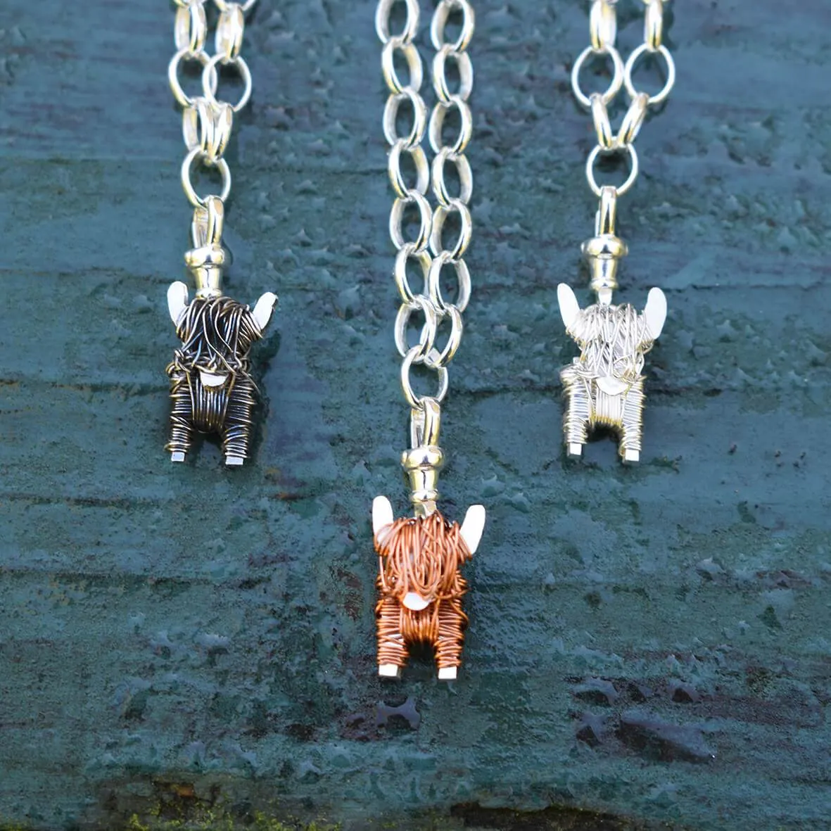 Silver Highland Cow charm