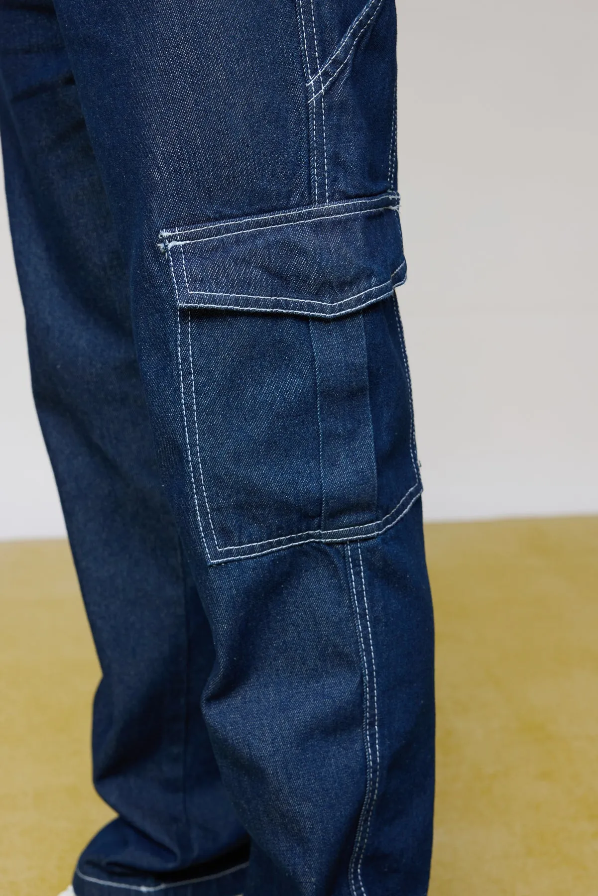 Storm Blue Elasticated Men’s Cargo Jeans
