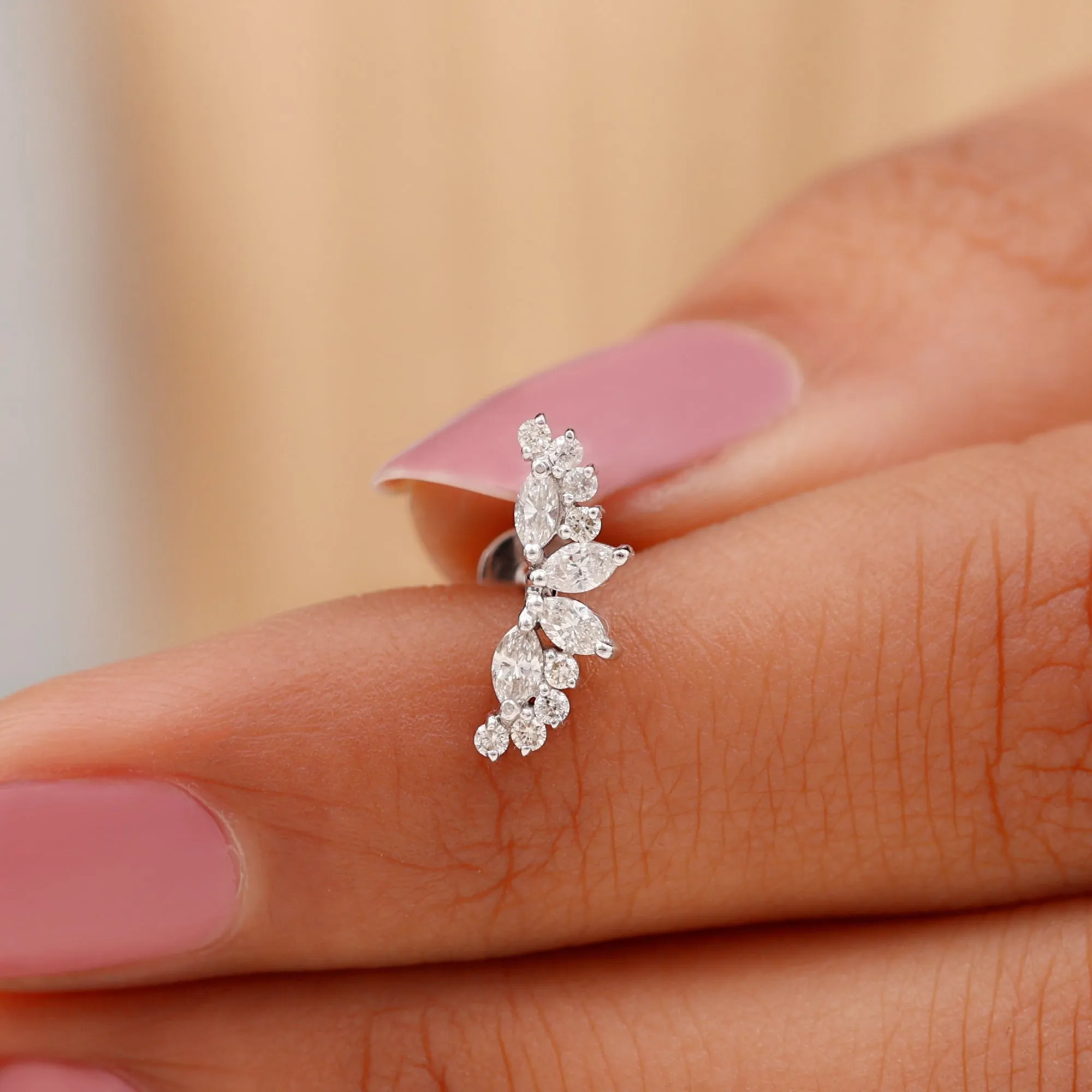 Unique Diamond Crawler Earring for Cartilage Piercing